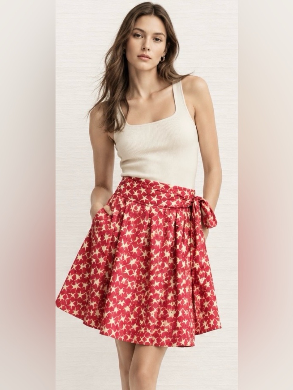 J CREW 84173 Mini Skirt Grommet Wrap Star Tie Belt Summer